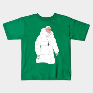 The Pope in Puffy White Jacket with Coffee Kids T-Shirt